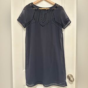 Dex Navy Mini Dress with Eyelet Details